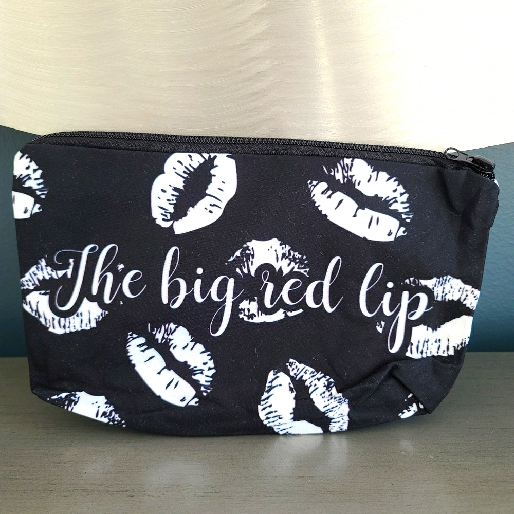 New cute cosmetic makeup black white bag